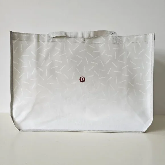 New LULULEMON Grey GRAPHIC LOGO Reusable Shopping Bag XL - Picture 3 of 6